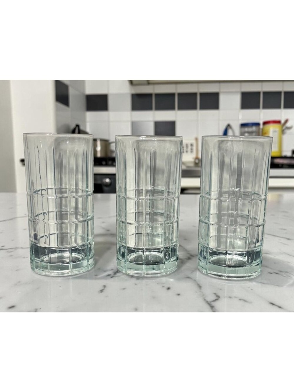 Anchor Hocking Manchester Tartan Iced Tea Highball Glasses Set Of 3 Vintage 60s